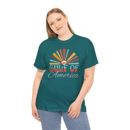Gulf of America Sunset Tee - Casual Summer Vibe, Beachwear for Vacation, Gift for Travelers, Festival Essential, Retro Graphic Tee, Beach Wea