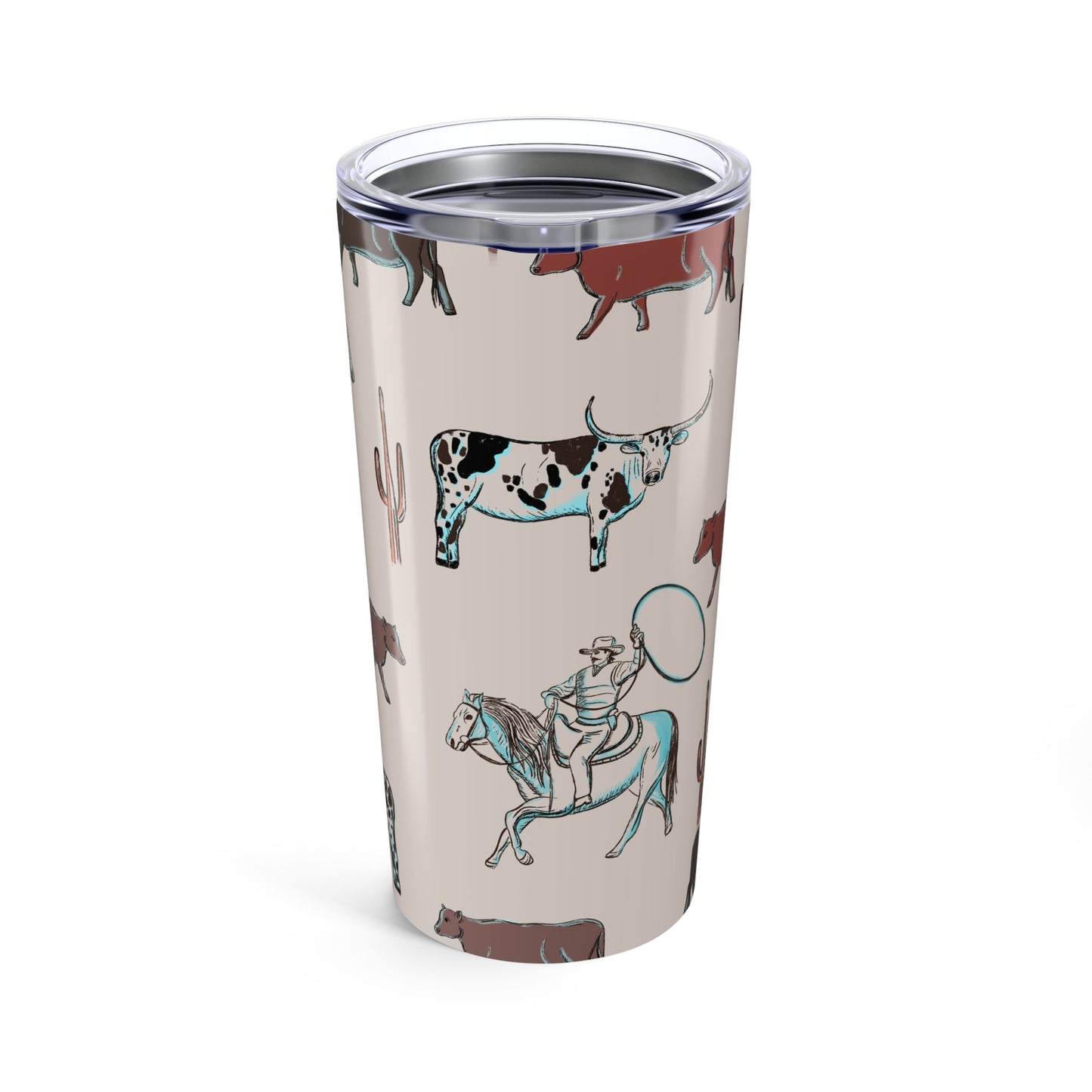 Cattle Drive Cowboy Theme Tumbler 20oz | Rustic Western Drinkware, Perfect Gift for Rodeo Lovers, Camping, Ranch Decor, Country Style Insulated Cup