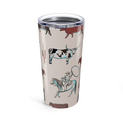 Cattle Drive Cowboy Theme Tumbler 20oz | Rustic Western Drinkware, Perfect Gift for Rodeo Lovers, Camping, Ranch Decor, Country Style Insulated Cup