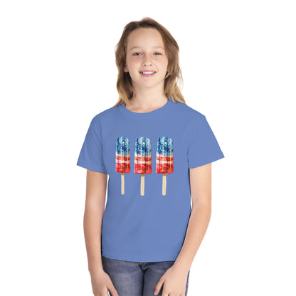 Patriotic Youth Tee with Popsicles, Kids Summer T-Shirt, Independence Day Gift, 4th of July Apparel, Fun Outdoor Wear