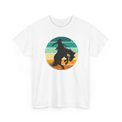 Ride It! Retro Cowboy Unisex Heavy Cotton Tee Rodeo, Honky Tonk,  Concert, County Fair -Great Layering Tee.  8 Great Colors to Choose From