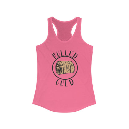 Hay Season Is Here ..Rolled Gold Racerback Tank | Fun Graphic Tees, Women's Activewear, Summer Fashion, Gift for Her, Farm Wife, Tractor, Hay Bale, Cattle