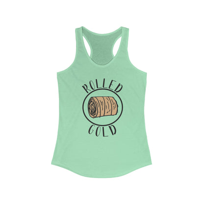 Hay Season Is Here ..Rolled Gold Racerback Tank | Fun Graphic Tees, Women's Activewear, Summer Fashion, Gift for Her, Farm Wife, Tractor, Hay Bale, Cattle