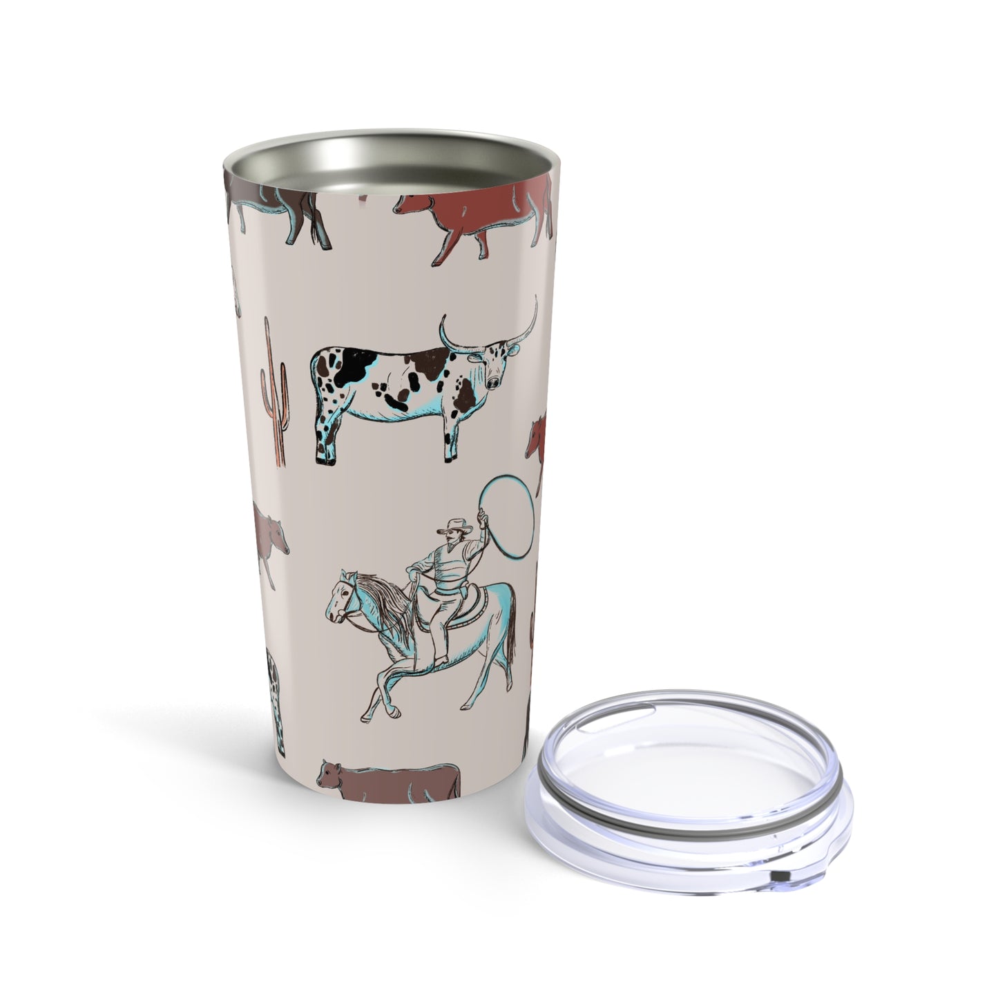 Cattle Drive Cowboy Theme Tumbler 20oz | Rustic Western Drinkware, Perfect Gift for Rodeo Lovers, Camping, Ranch Decor, Country Style Insulated Cup