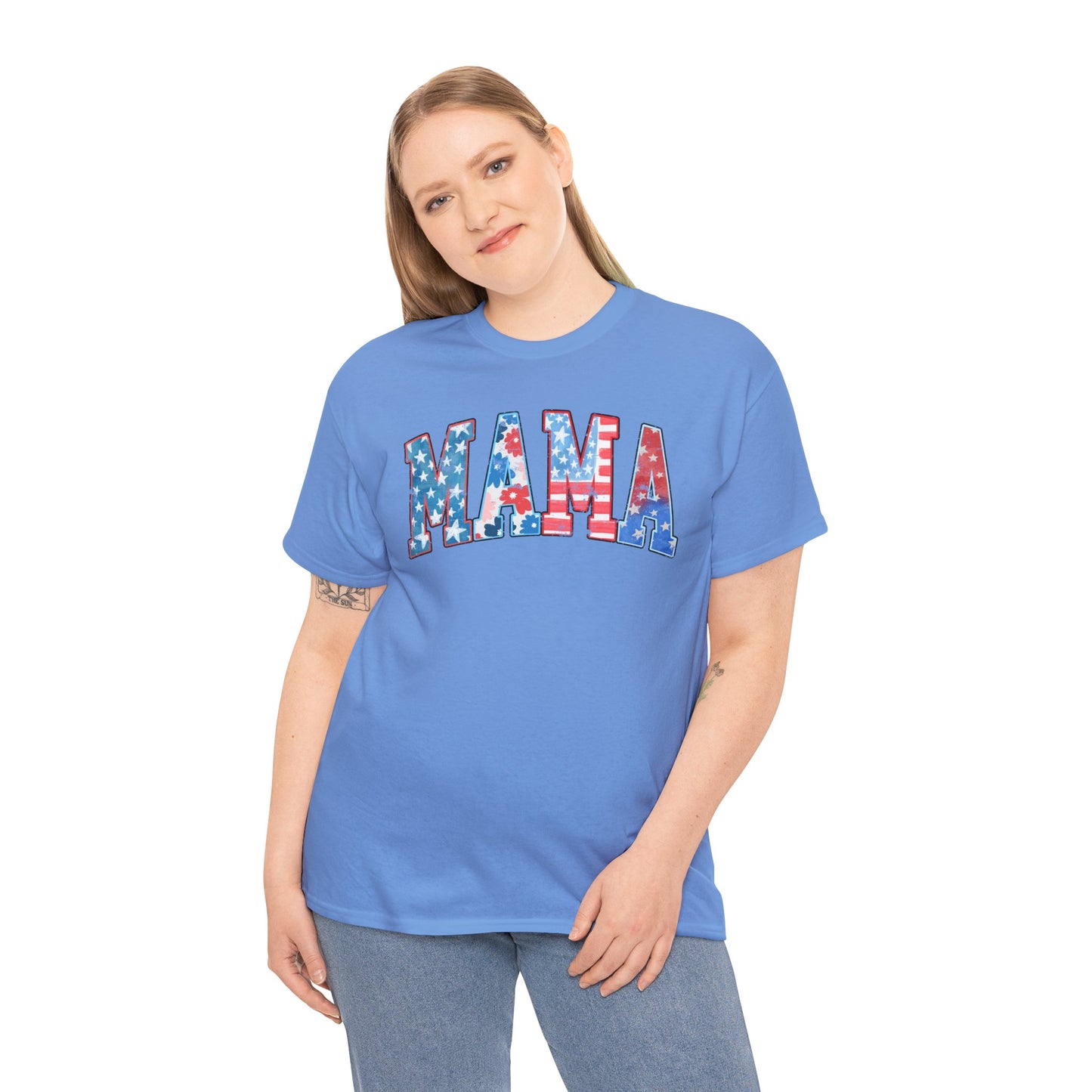 New Patriotic Mama Tee, 4th of July Cotton Shirt,  4th of July, Independence Day Outfit, Casual Summer Wear, Family Reunion