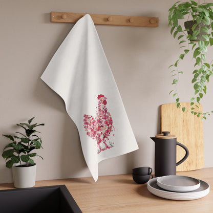 Charming Floral Chicken Tea Towels | Kitchen Decor, Farmhouse Style, Gift for Home Chef, Housewarming, Spring Decor Rooster Towel, Chicken Kitchen