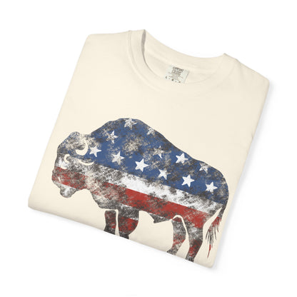 Distressed Graphic American Buffalo T-Shirt, Patriotic Tee, Unisex Graphic Shirt, 4th of July, Red White and Blue, Fourth of July,  Different colors