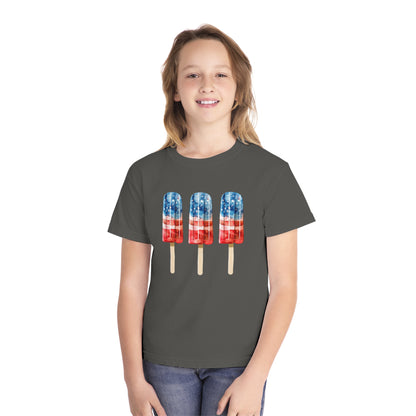 Patriotic Youth Tee with Popsicles, Kids Summer T-Shirt, Independence Day Gift, 4th of July Apparel, Fun Outdoor Wear