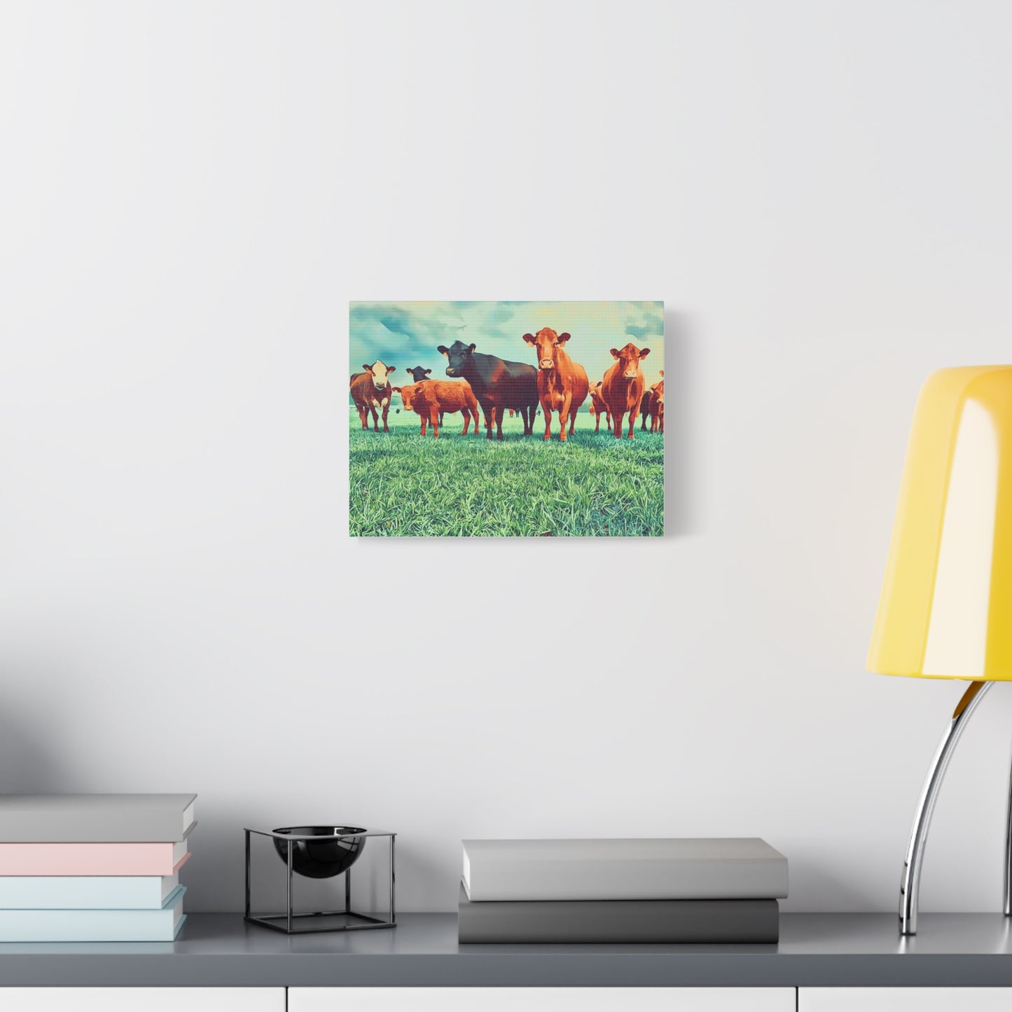 Original Farm Angus Black And Red Farm Rustic Farmhouse Canvas Art Print, Cow Wall Decor, Country Home Decor,Farmhouse Wall Art