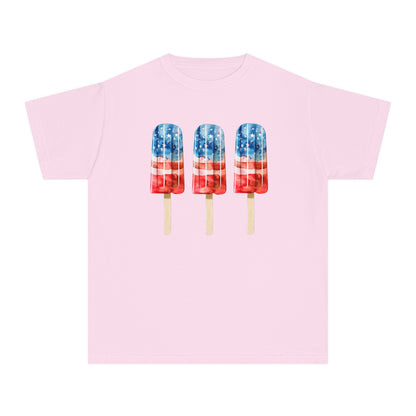 Patriotic Youth Tee with Popsicles, Kids Summer T-Shirt, Independence Day Gift, 4th of July Apparel, Fun Outdoor Wear