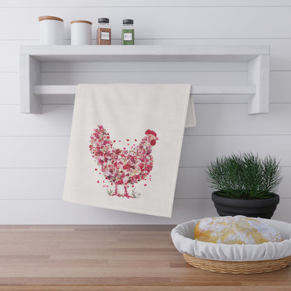 Charming Floral Chicken Tea Towels | Kitchen Decor, Farmhouse Style, Gift for Home Chef, Housewarming, Spring Decor Rooster Towel, Chicken Kitchen