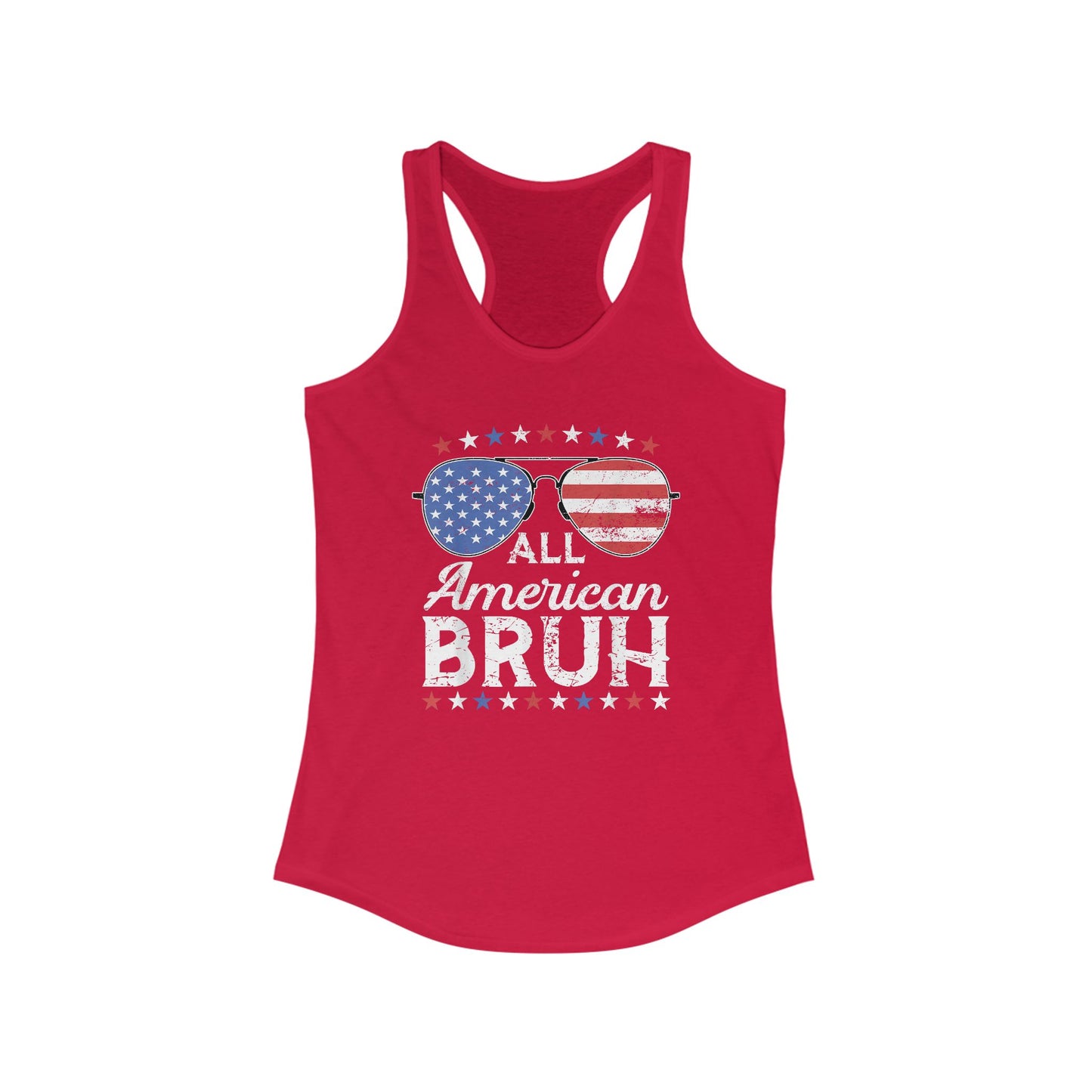All American Bruh Patriotic Racerback Tank, All American Bruh Top, Women's Summer Apparel, 4th of July Shirt, Independence Day Outfit, Fourth of July Tank
