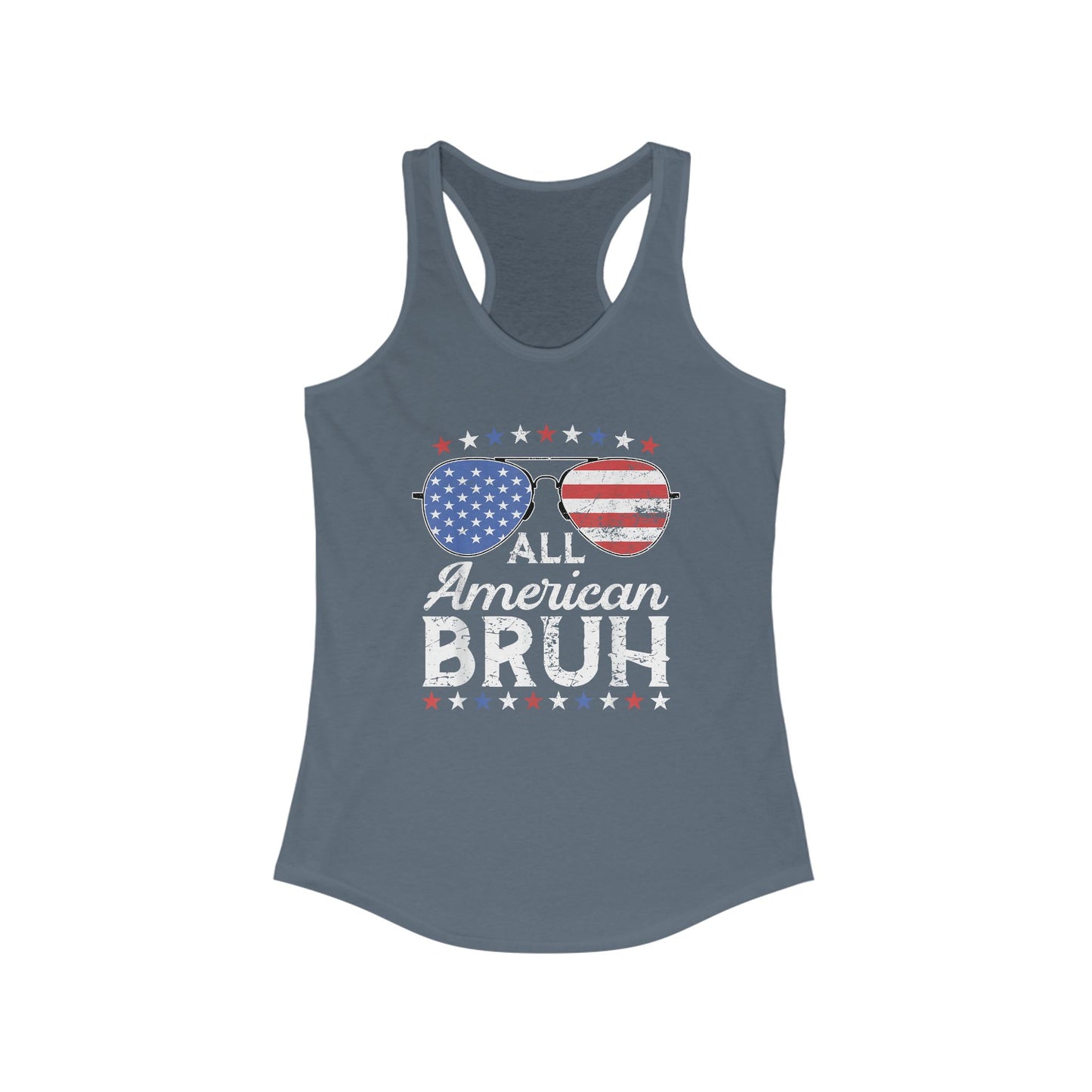 All American Bruh Patriotic Racerback Tank, All American Bruh Top, Women's Summer Apparel, 4th of July Shirt, Independence Day Outfit, Fourth of July Tank