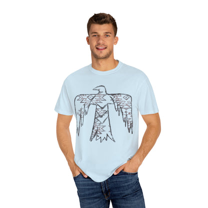 American Indian Thunderbird Grunge Unisex Garment-Dyed T-Shirt with Artistic Design, Casual Wear, Boho Style,  Graphic Tee, Eco-Friendly Fashion, Unique Gift For Her
