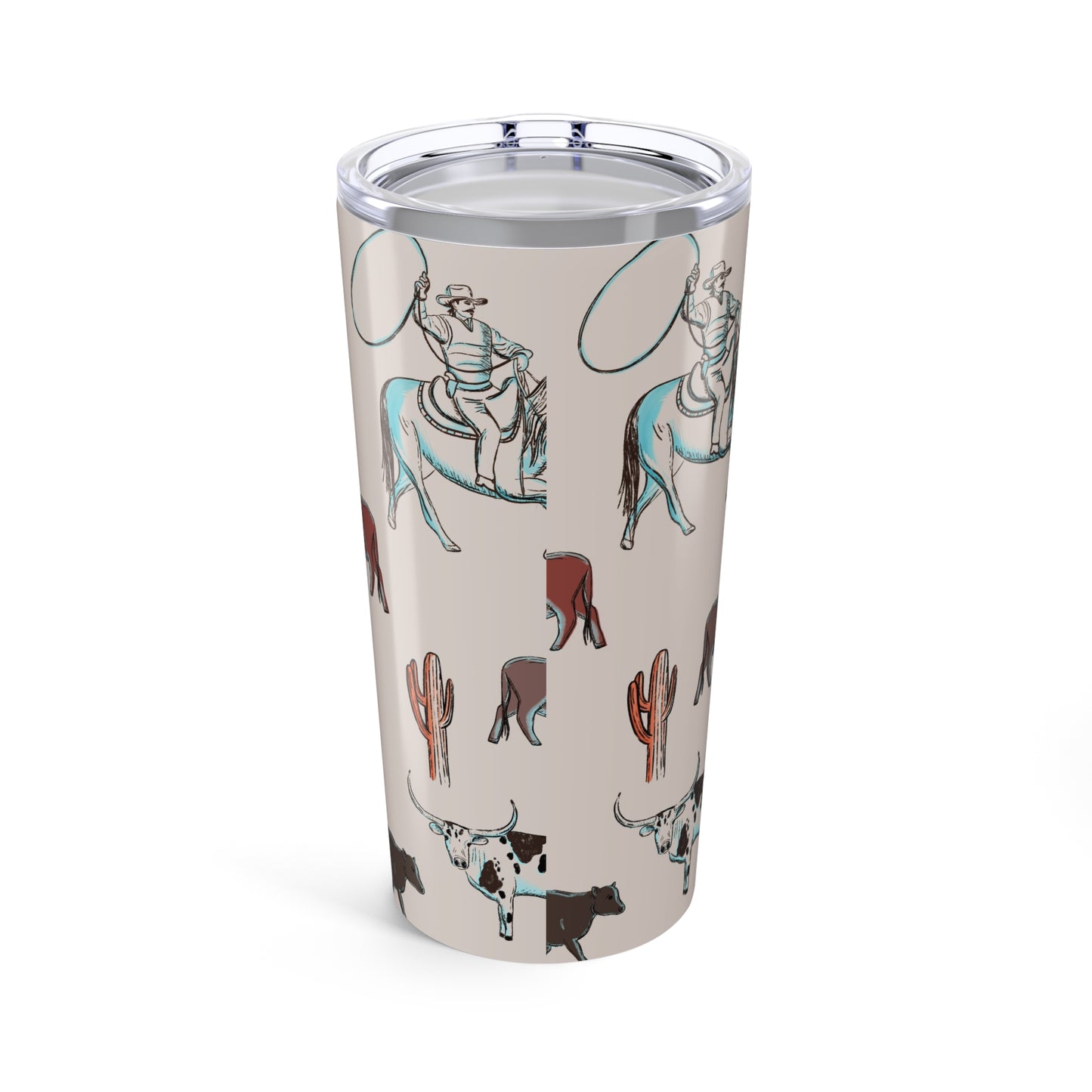 Cattle Drive Cowboy Theme Tumbler 20oz | Rustic Western Drinkware, Perfect Gift for Rodeo Lovers, Camping, Ranch Decor, Country Style Insulated Cup