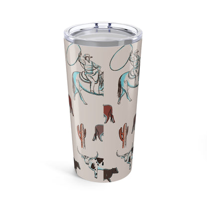 Cattle Drive Cowboy Theme Tumbler 20oz | Rustic Western Drinkware, Perfect Gift for Rodeo Lovers, Camping, Ranch Decor, Country Style Insulated Cup