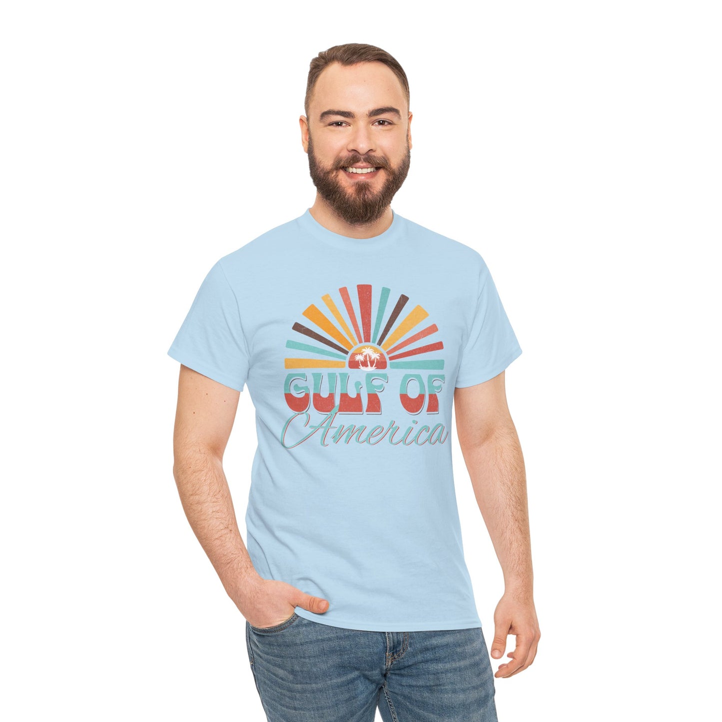 Gulf of America Sunset Tee - Casual Summer Vibe, Beachwear for Vacation, Gift for Travelers, Festival Essential, Retro Graphic Tee, Beach Wea