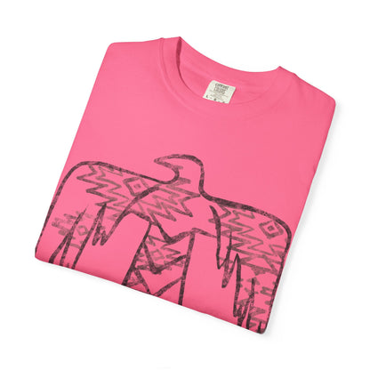 American Indian Thunderbird Grunge Unisex Garment-Dyed T-Shirt with Artistic Design, Casual Wear, Boho Style,  Graphic Tee, Eco-Friendly Fashion, Unique Gift For Her