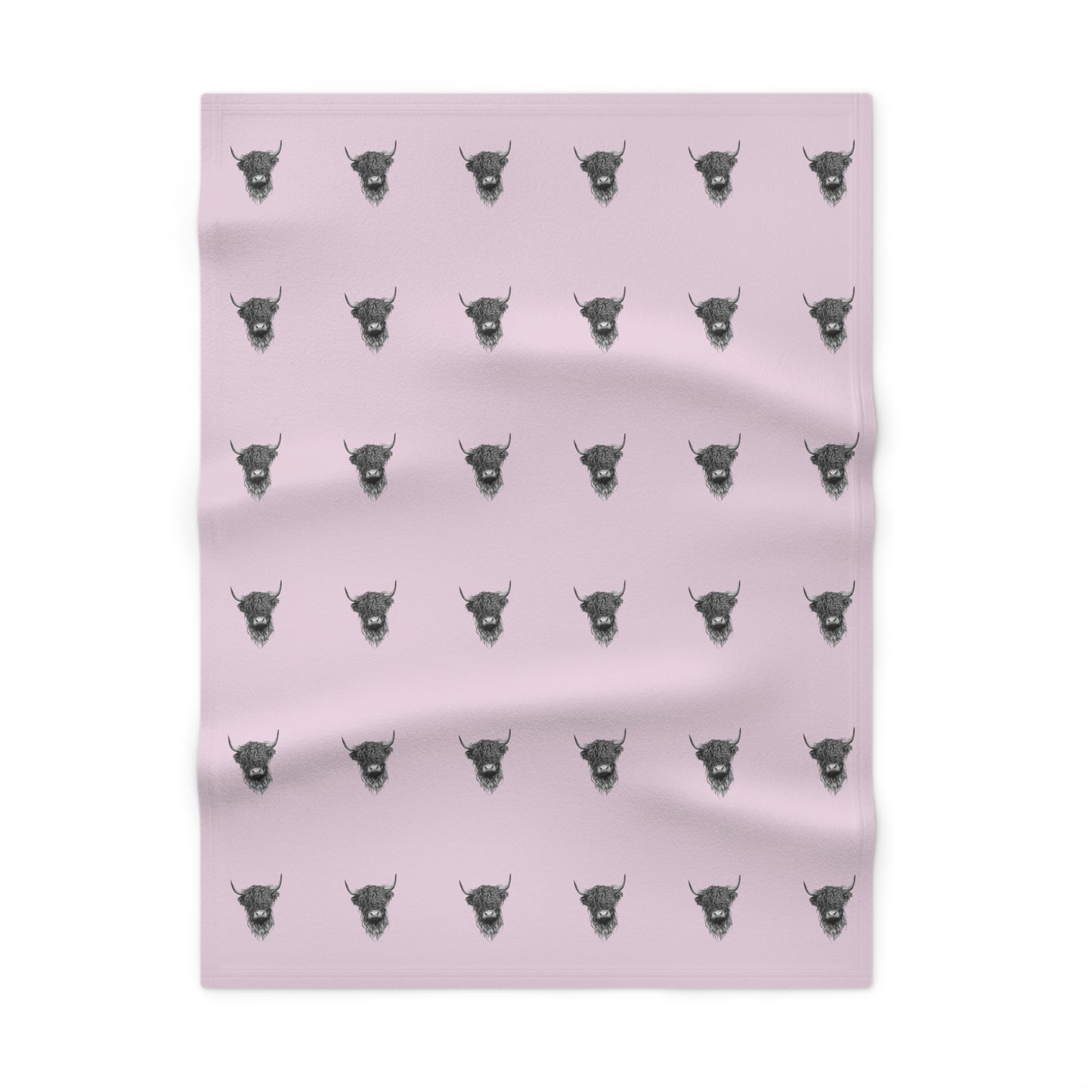 Whimsical Highland Cow Fleece Baby Blanket - Cute Farm Pattern, Nursery Decor, Baby Shower Gift, Swaddle Blanket,  Infant Blanket, Pink Girl