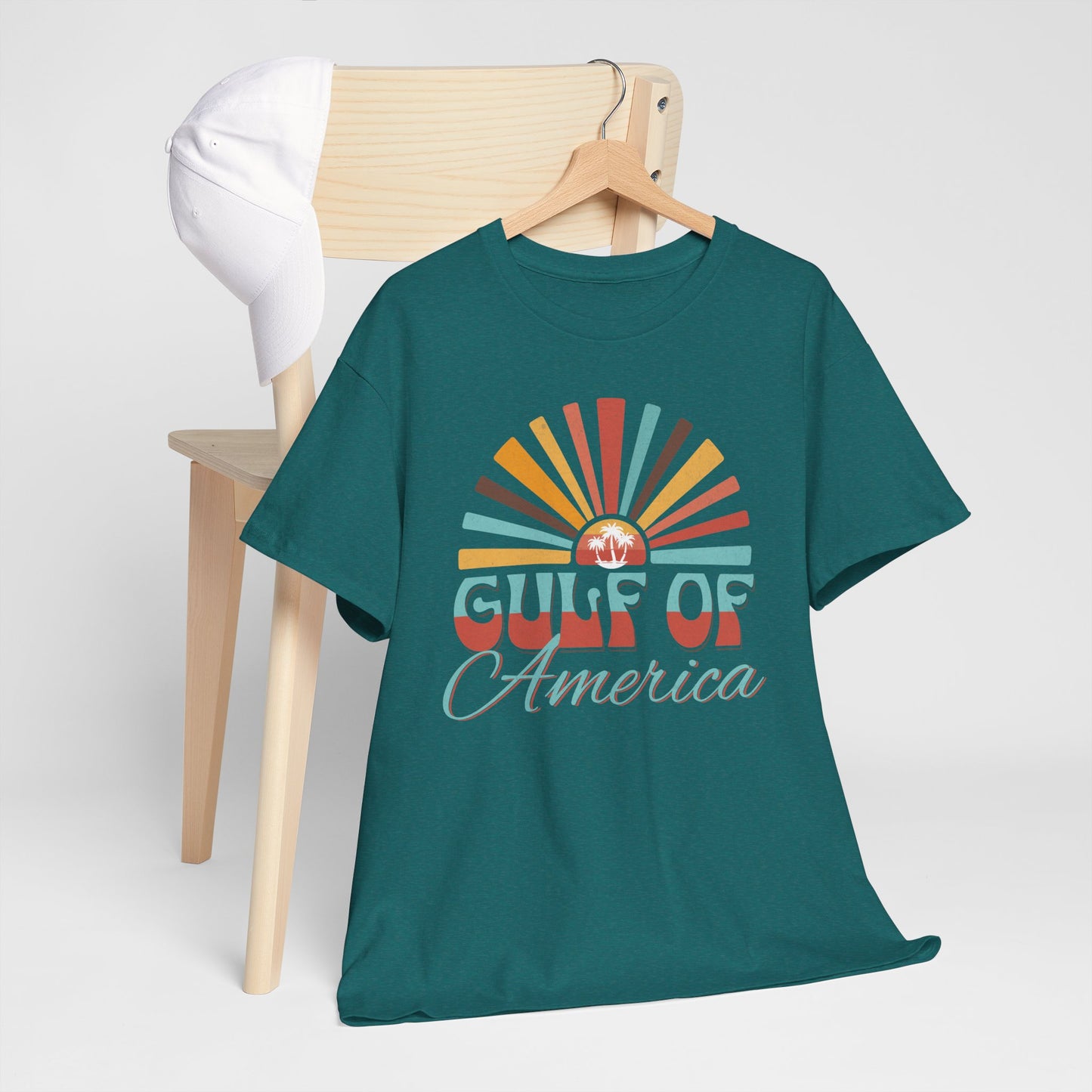 Gulf of America Sunset Tee - Casual Summer Vibe, Beachwear for Vacation, Gift for Travelers, Festival Essential, Retro Graphic Tee, Beach Wea