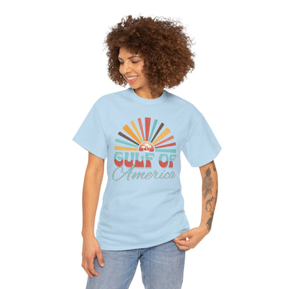 Gulf of America Sunset Tee - Casual Summer Vibe, Beachwear for Vacation, Gift for Travelers, Festival Essential, Retro Graphic Tee, Beach Wea