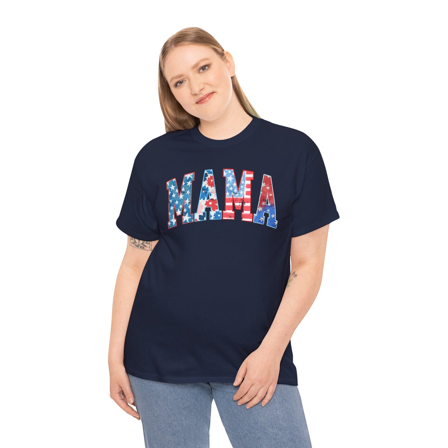New Patriotic Mama Tee, 4th of July Cotton Shirt,  4th of July, Independence Day Outfit, Casual Summer Wear, Family Reunion