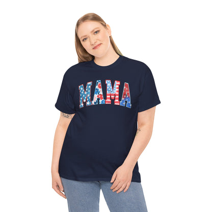 New Patriotic Mama Tee, 4th of July Cotton Shirt,  4th of July, Independence Day Outfit, Casual Summer Wear, Family Reunion