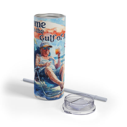 Trump Gulf of America Slim 20 oz Tumbler, Beach Tumbler, River Tumbler, Patriotic Cup, Tumbler with Straw