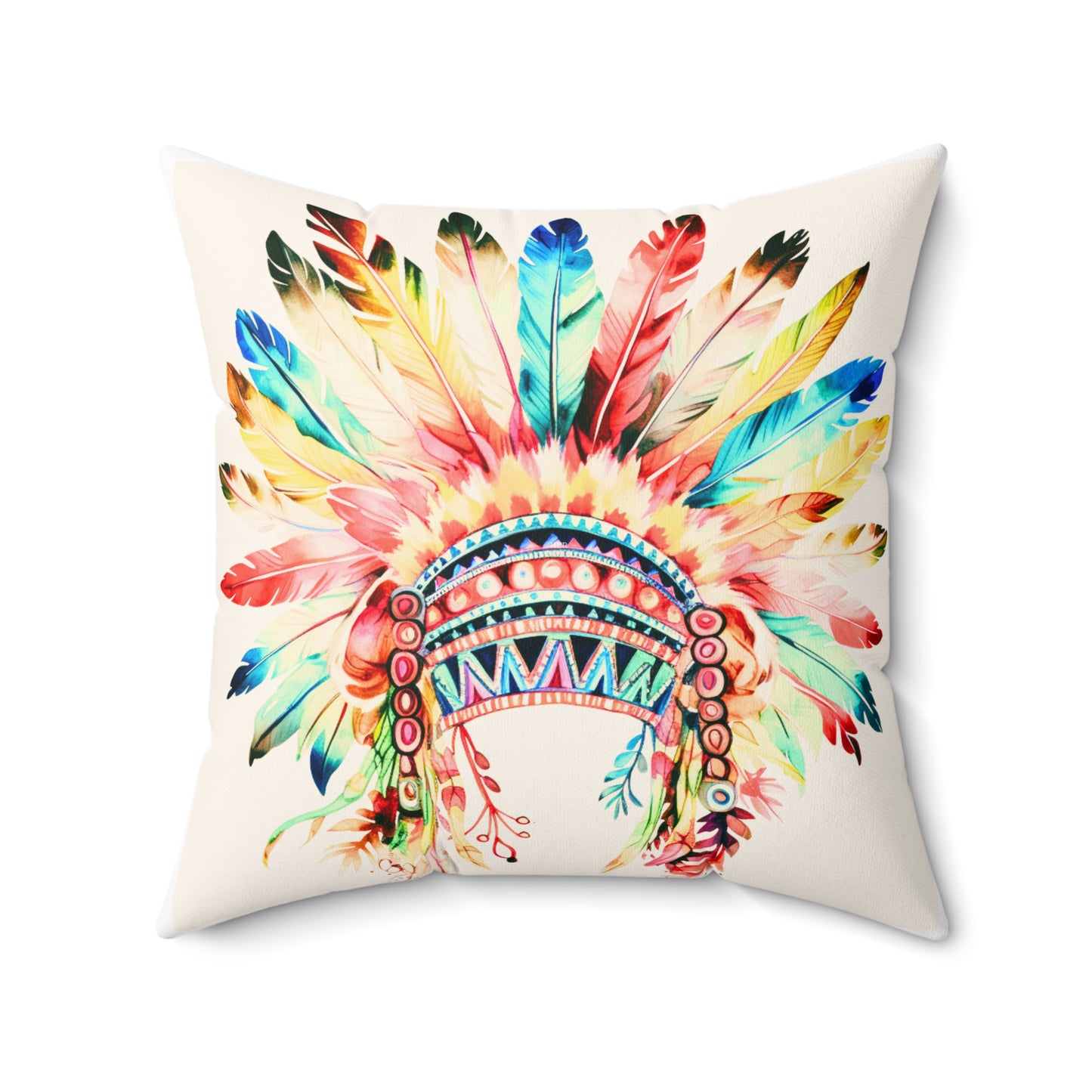 Indian Head Dress Pillow Western Vibes Spun Polyester Square Pillow