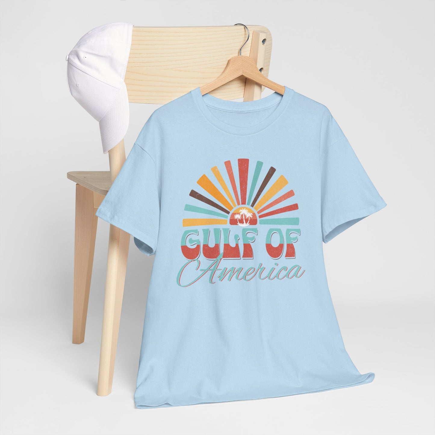 Gulf of America Sunset Tee - Casual Summer Vibe, Beachwear for Vacation, Gift for Travelers, Festival Essential, Retro Graphic Tee, Beach Wea