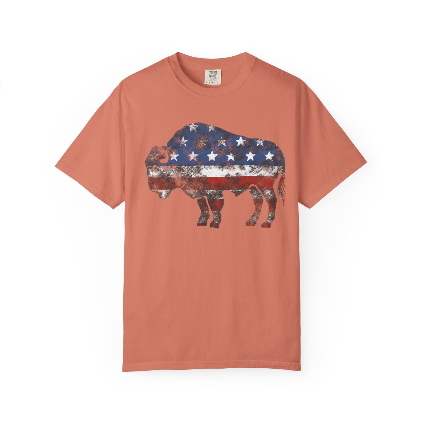 Distressed Graphic American Buffalo T-Shirt, Patriotic Tee, Unisex Graphic Shirt, 4th of July, Red White and Blue, Fourth of July,  Different colors