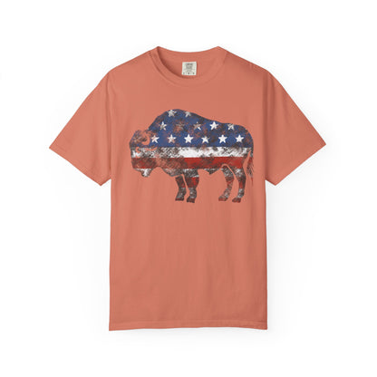 Distressed Graphic American Buffalo T-Shirt, Patriotic Tee, Unisex Graphic Shirt, 4th of July, Red White and Blue, Fourth of July,  Different colors