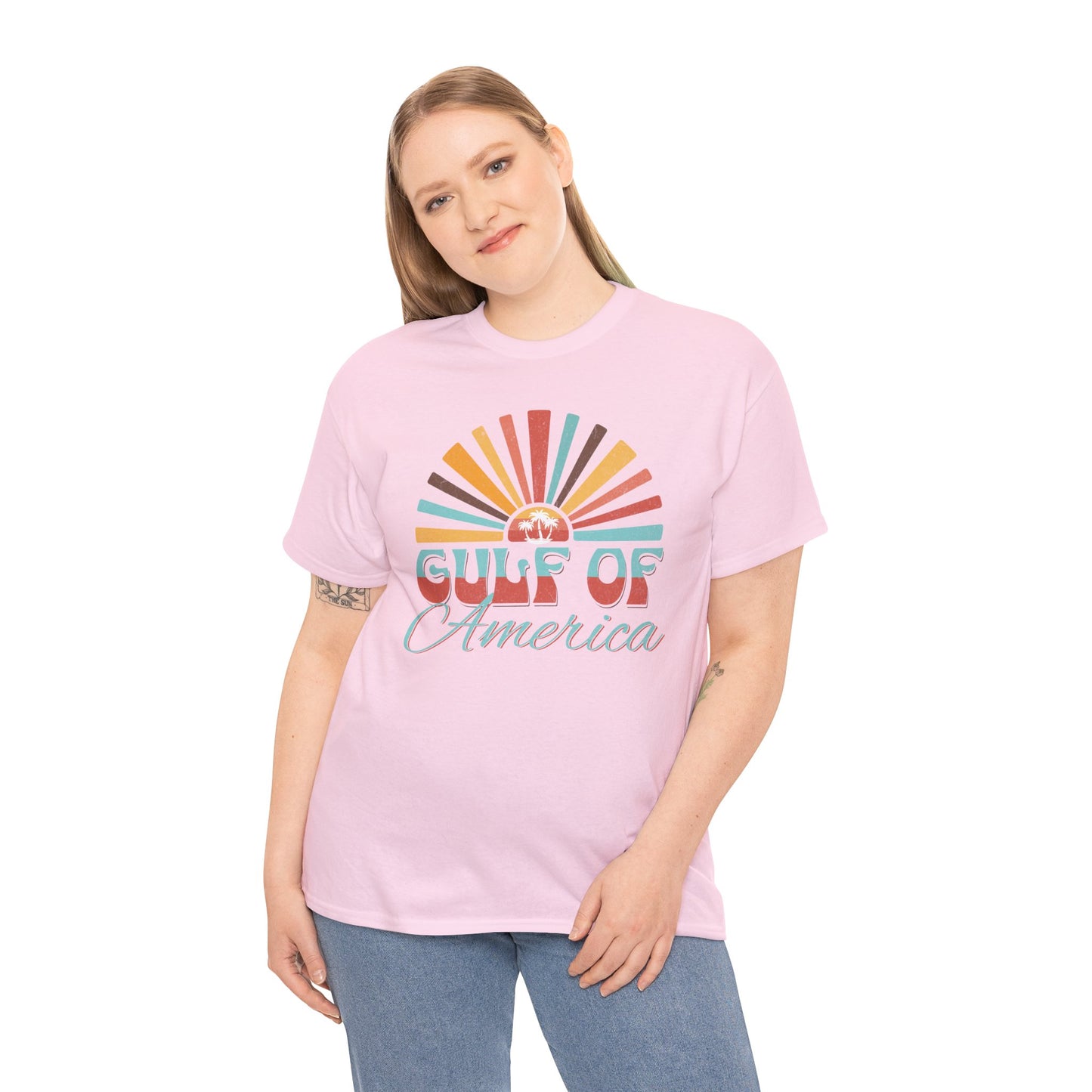 Gulf of America Sunset Tee - Casual Summer Vibe, Beachwear for Vacation, Gift for Travelers, Festival Essential, Retro Graphic Tee, Beach Wea