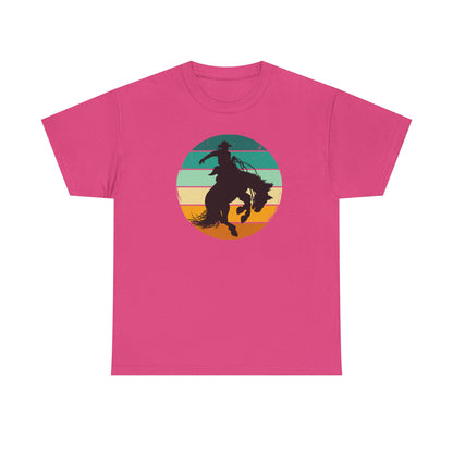 Ride It! Retro Cowboy Unisex Heavy Cotton Tee Rodeo, Honky Tonk,  Concert, County Fair -Great Layering Tee.  8 Great Colors to Choose From