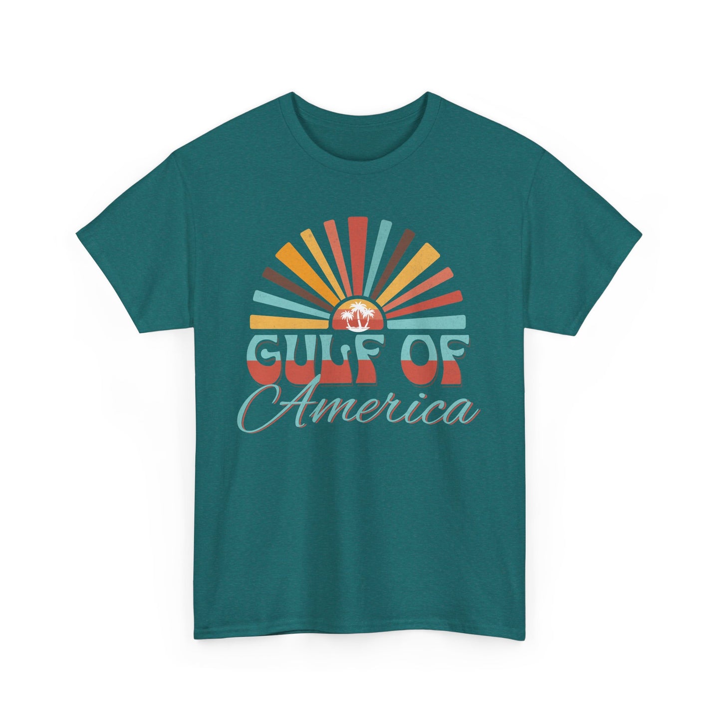 Gulf of America Sunset Tee - Casual Summer Vibe, Beachwear for Vacation, Gift for Travelers, Festival Essential, Retro Graphic Tee, Beach Wea
