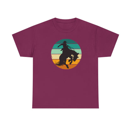 Ride It! Retro Cowboy Unisex Heavy Cotton Tee Rodeo, Honky Tonk,  Concert, County Fair -Great Layering Tee.  8 Great Colors to Choose From