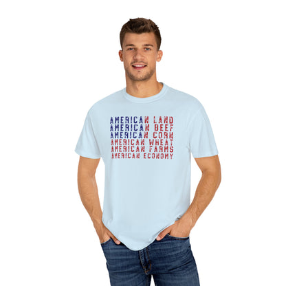 Vintage American Beef Corn Land  Wheat Farms Pride T-shirt - Land, Beef, Corn Wheat Crops USA America Patriotic  Design