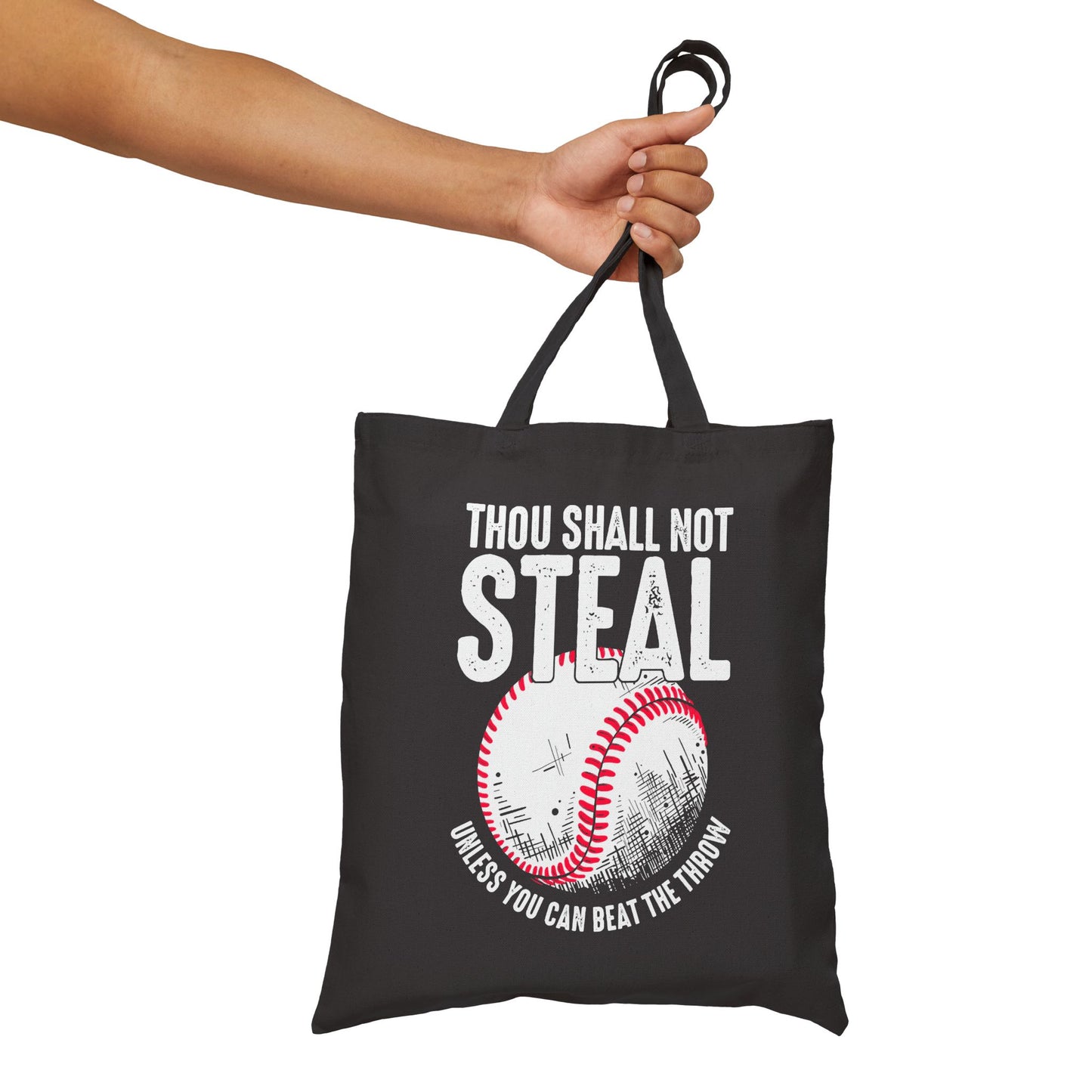 Thou Shall Not Steal Canvas Tote Bag - Ballfield Baseball Softball Carry Your Stuff Design