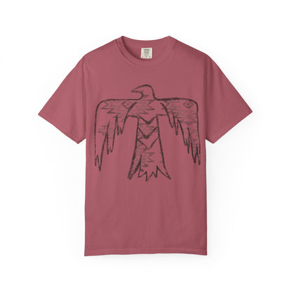 American Indian Thunderbird Grunge Unisex Garment-Dyed T-Shirt with Artistic Design, Casual Wear, Boho Style,  Graphic Tee, Eco-Friendly Fashion, Unique Gift For Her