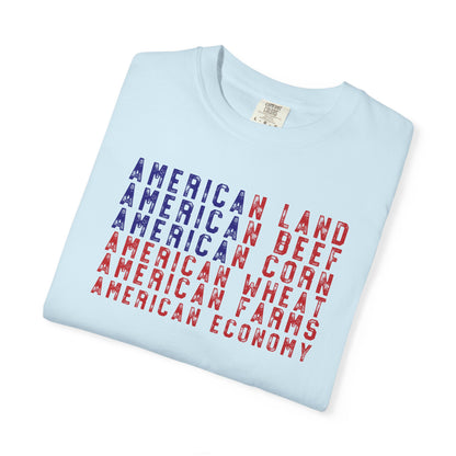 Vintage American Beef Corn Land  Wheat Farms Pride T-shirt - Land, Beef, Corn Wheat Crops USA America Patriotic  Design
