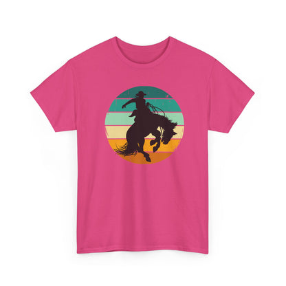 Ride It! Retro Cowboy Unisex Heavy Cotton Tee Rodeo, Honky Tonk,  Concert, County Fair -Great Layering Tee.  8 Great Colors to Choose From