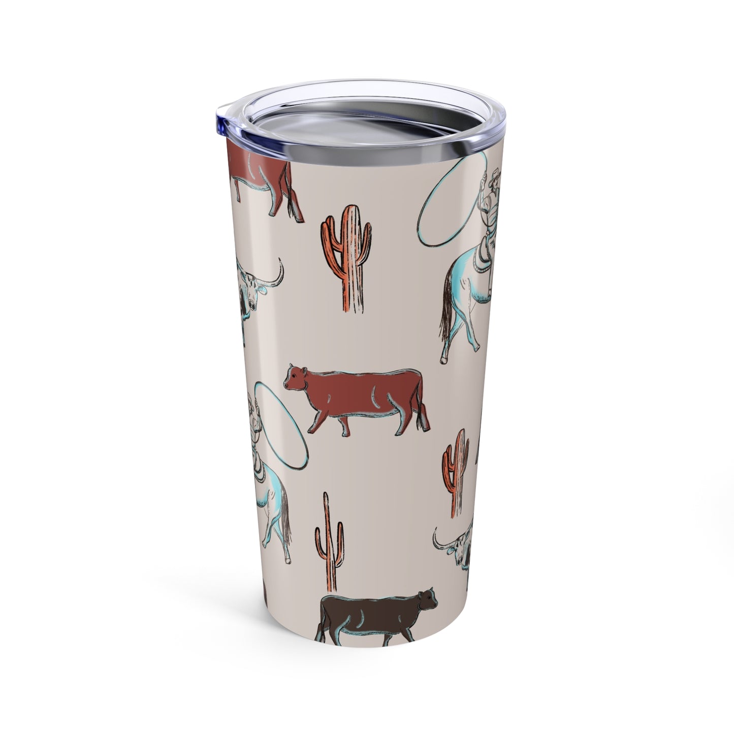 Cattle Drive Cowboy Theme Tumbler 20oz | Rustic Western Drinkware, Perfect Gift for Rodeo Lovers, Camping, Ranch Decor, Country Style Insulated Cup