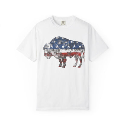 Distressed Graphic American Buffalo T-Shirt, Patriotic Tee, Unisex Graphic Shirt, 4th of July, Red White and Blue, Fourth of July,  Different colors
