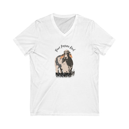 Positive Vibes Cow Tee - Unisex Jersey V-Neck Shirt