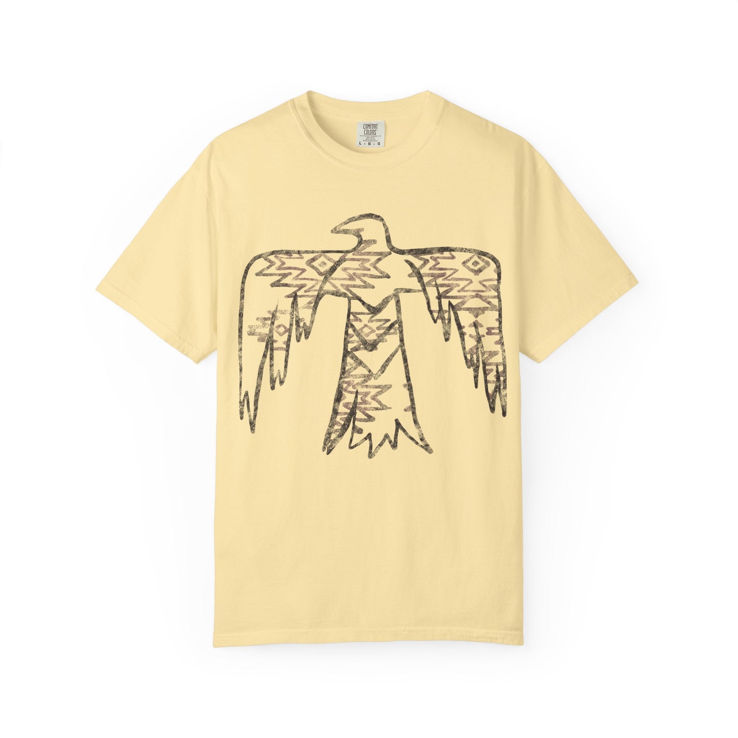 American Indian Thunderbird Grunge Unisex Garment-Dyed T-Shirt with Artistic Design, Casual Wear, Boho Style,  Graphic Tee, Eco-Friendly Fashion, Unique Gift For Her