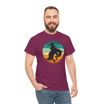 Ride It! Retro Cowboy Unisex Heavy Cotton Tee Rodeo, Honky Tonk,  Concert, County Fair -Great Layering Tee.  8 Great Colors to Choose From
