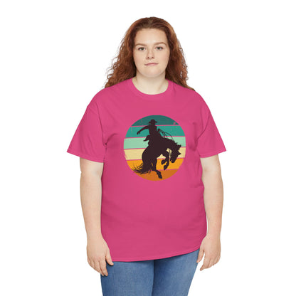 Ride It! Retro Cowboy Unisex Heavy Cotton Tee Rodeo, Honky Tonk,  Concert, County Fair -Great Layering Tee.  8 Great Colors to Choose From