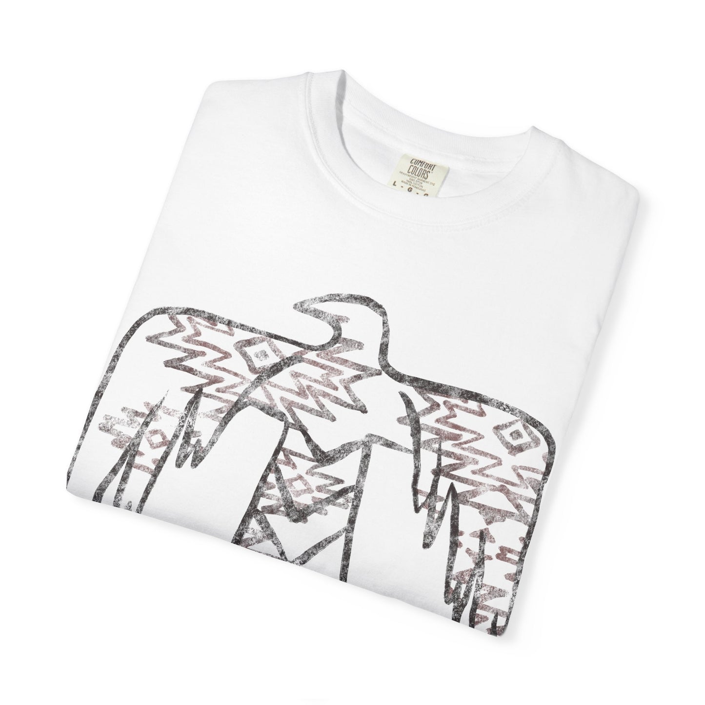 American Indian Thunderbird Grunge Unisex Garment-Dyed T-Shirt with Artistic Design, Casual Wear, Boho Style,  Graphic Tee, Eco-Friendly Fashion, Unique Gift For Her