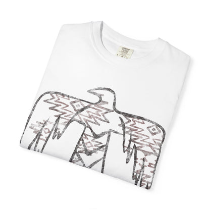 American Indian Thunderbird Grunge Unisex Garment-Dyed T-Shirt with Artistic Design, Casual Wear, Boho Style,  Graphic Tee, Eco-Friendly Fashion, Unique Gift For Her