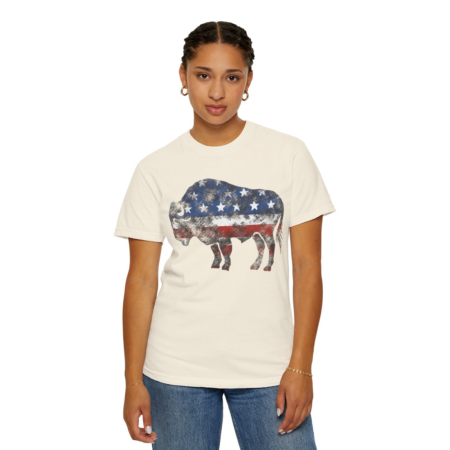Distressed Graphic American Buffalo T-Shirt, Patriotic Tee, Unisex Graphic Shirt, 4th of July, Red White and Blue, Fourth of July,  Different colors